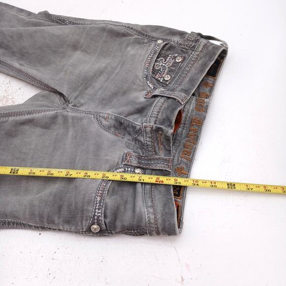 Rock Revival Boris Cropped Jeans Women’s 24 Gray Embellished Pockets Denim - Picture 12 of 14